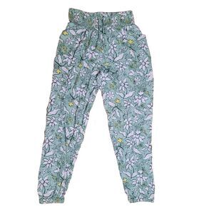 Aerie Women’s Size Small Summer Green Floral Boho Jogger Pants Elastic Waist